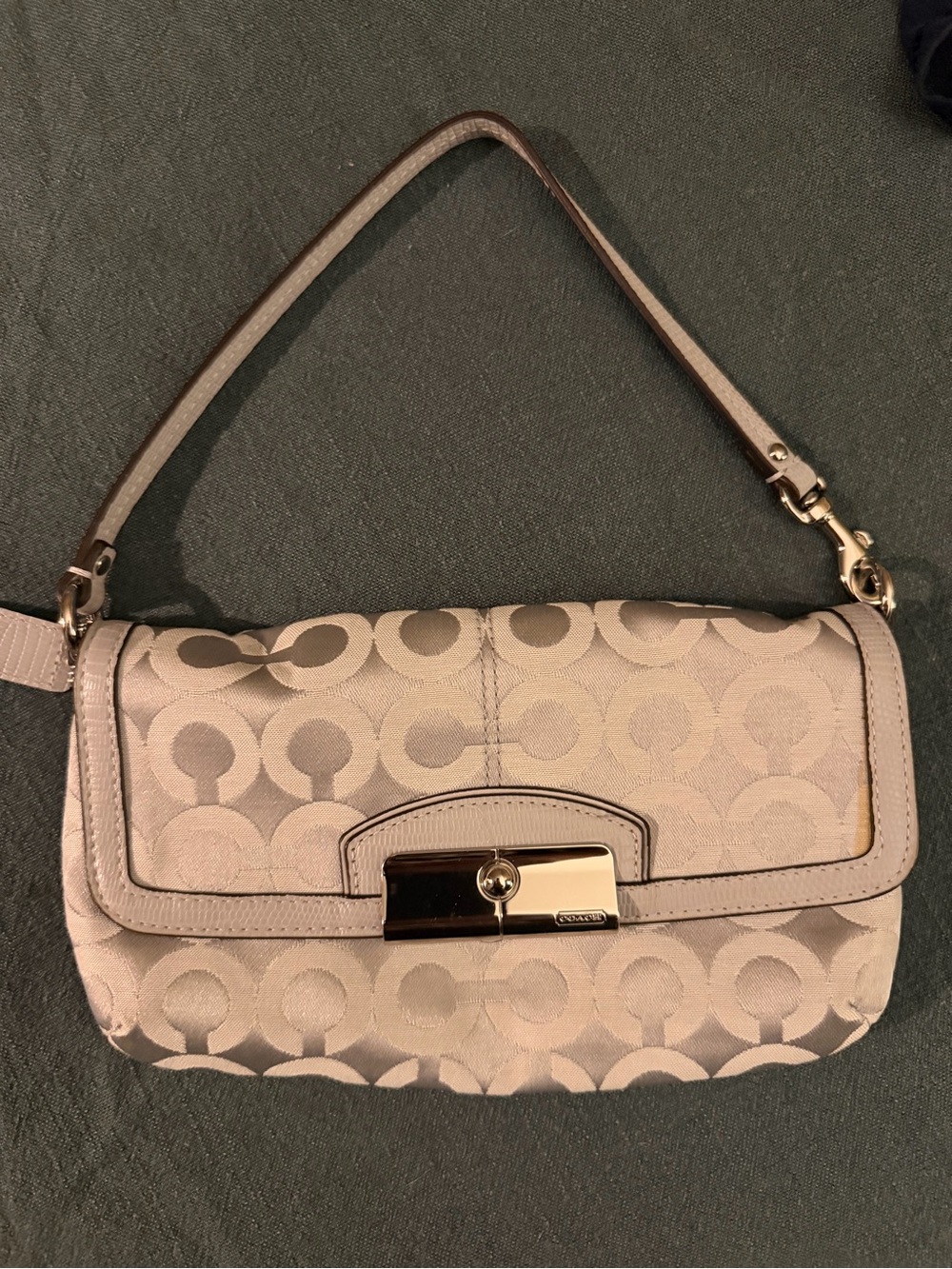 Coach Gray Signature Jacquard Shoulder Bag with Silver Hardware